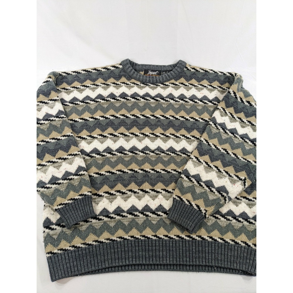 Vintage Impact Mens Sweater‎ Size XL Geometric Acrylic Confetti Cake Crewneck